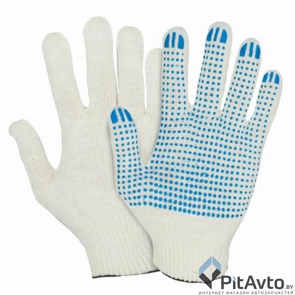 Перчатки х/б 10 класс с ПВХ белые VVB / PV008Б