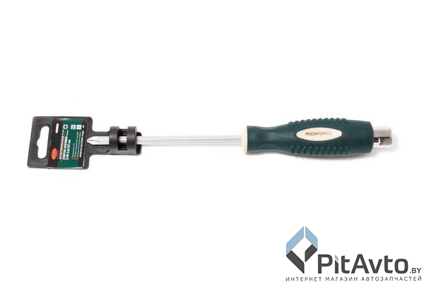ROCK FORCE RF-70220125 Отвертка крестовая, силовая, магнитная с ударной пяткой под ключ, Profi S2 PH2.0х125 мм, на пластиковом держателе