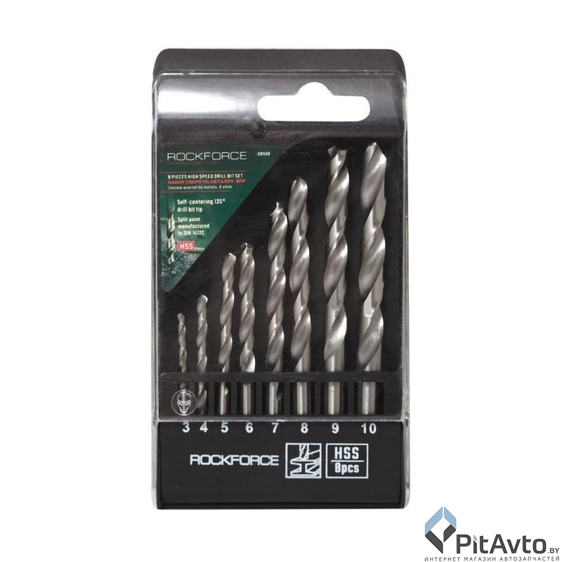 Набор сверл по металлу ROCK FORCE 3-10мм 8пр