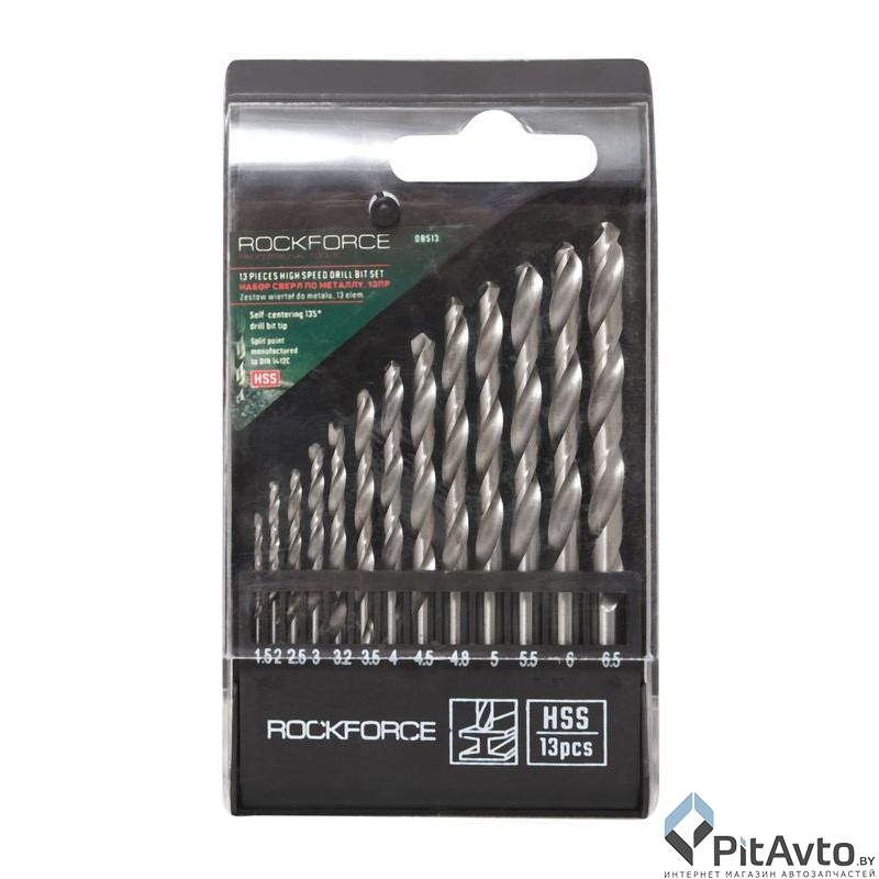 Набор сверл по металлу ROCK FORCE HSS 13пр
