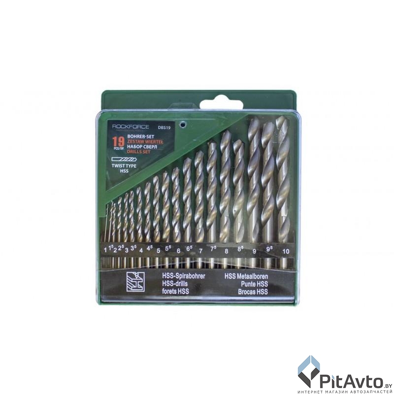 Набор сверл по металлу ROCK FORCE HSS 19пр