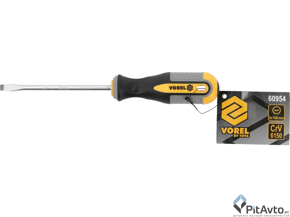 Изображение Отвёртка шлицевая VOREL 60954 5х100мм Отвёртка шлицевая VOREL 60954 5х100мм