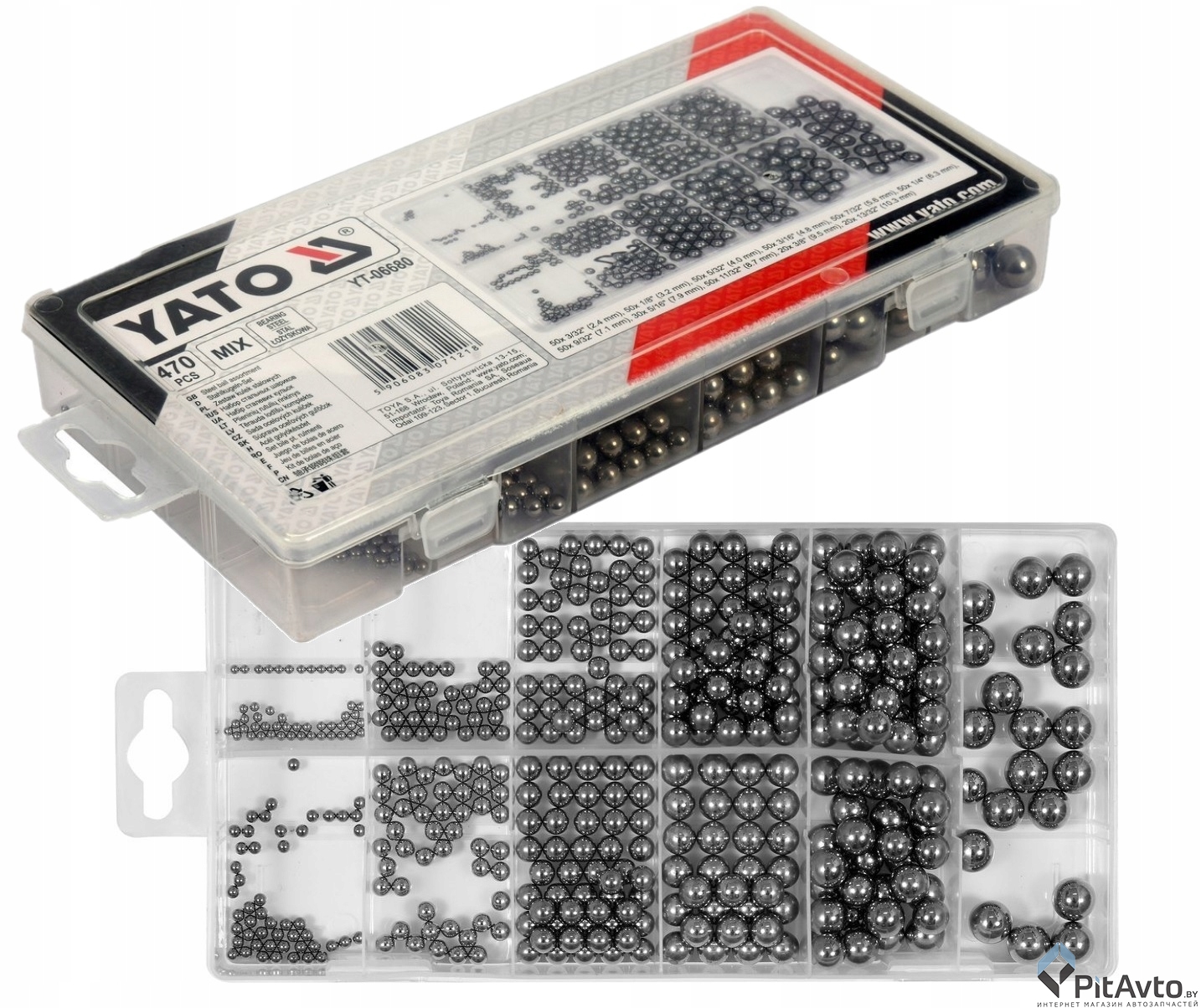 YATO YT-06680 Набор стальных шариков 2.4-10.3мм (470шт)