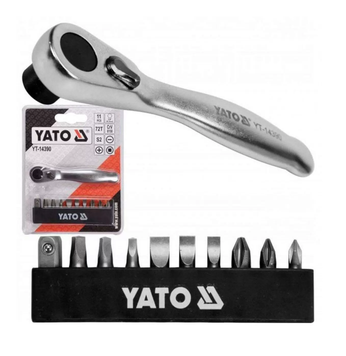 Набор бит-насадок с трещоткой YATO 1/4