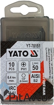 Набор бит-насадок крестообразных YATO PH1 50мм 10шт