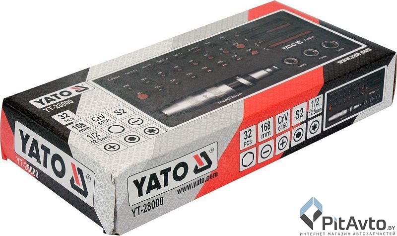 Отвертка ударная цельнометаллическая с битами и головками YATO 32пр