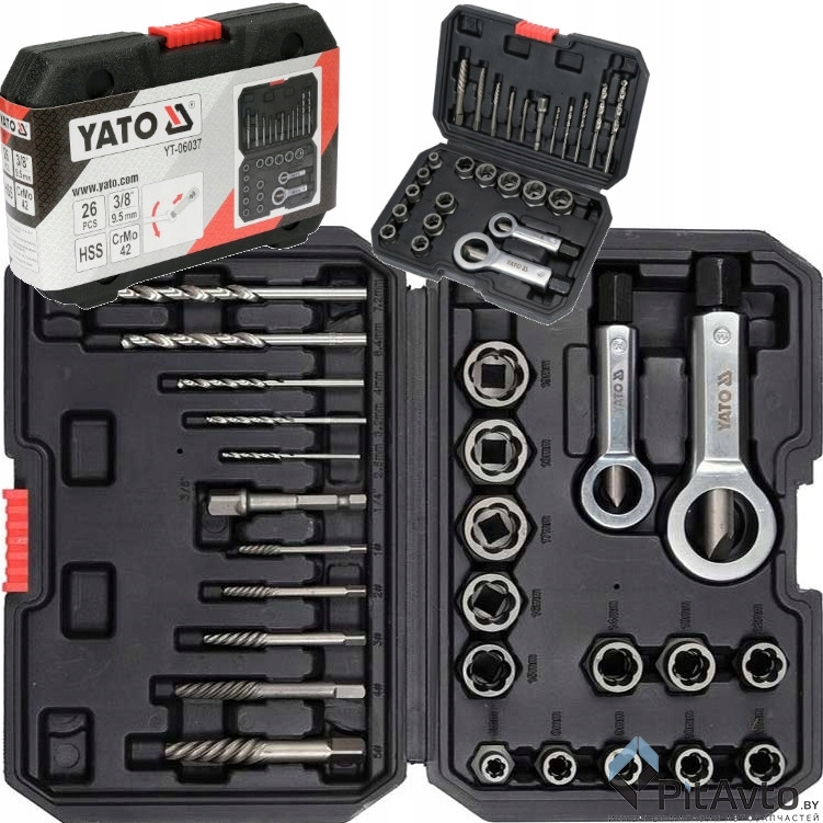 Набор экстракторов обломанных болтов YATO 26пр / YT-06037