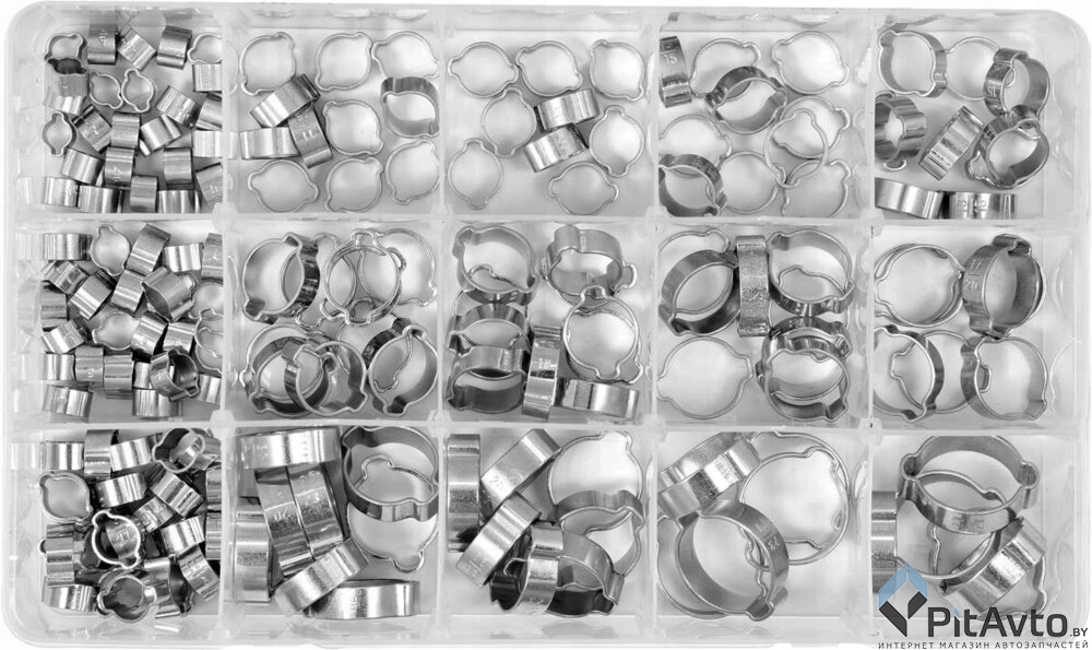 Набор хомутов с двумя ушами YATO 175пр