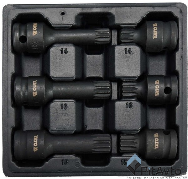 Набор головок-бит ударных YATO SPLINE 1/2