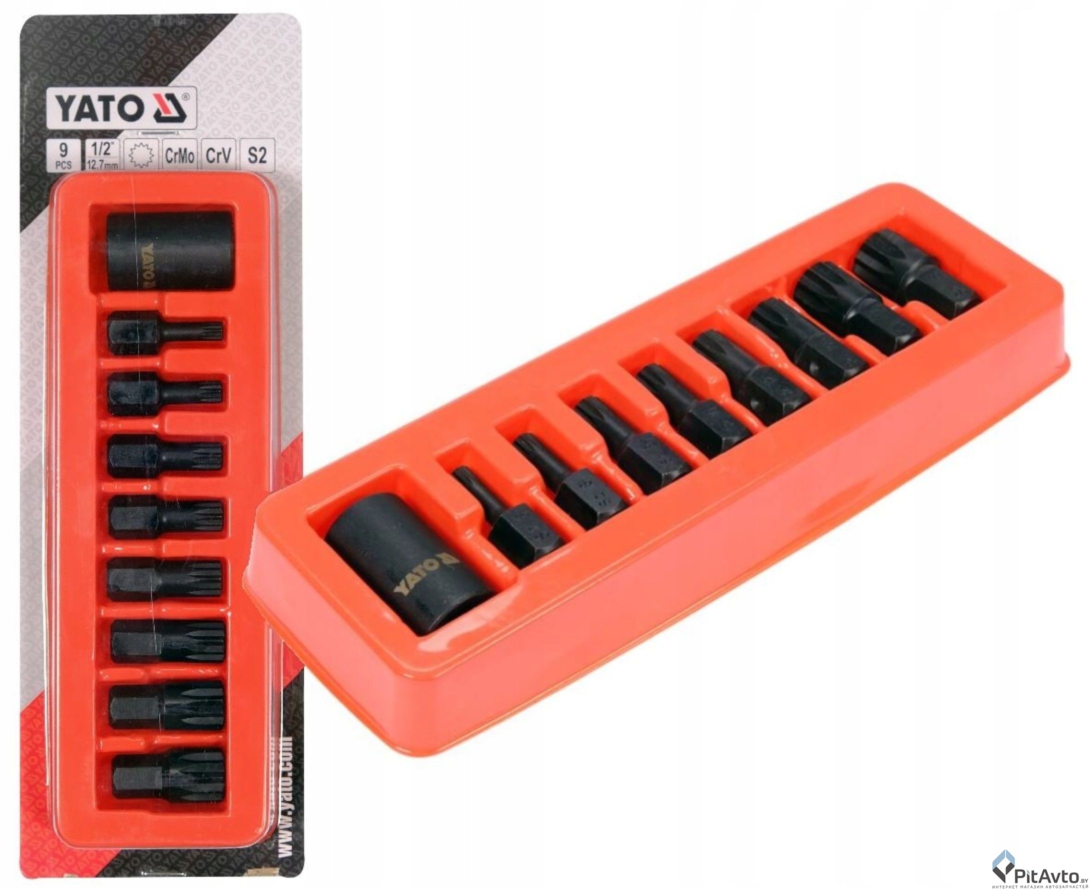 Набор бит-насадок ударных с адаптером YATO SPLINE 1/2