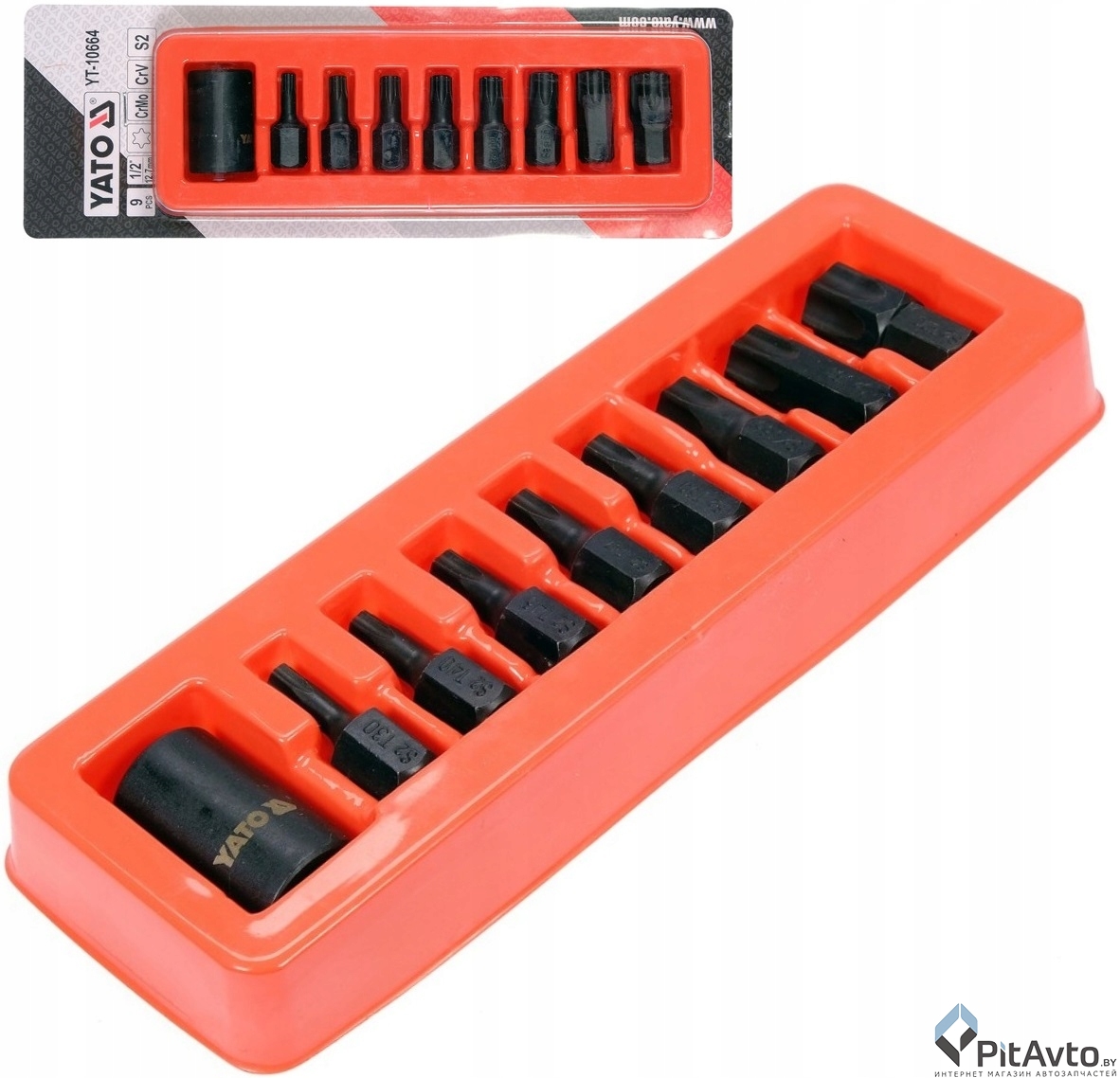 Набор бит-насадок ударных с адаптером YATO TORX 1/2