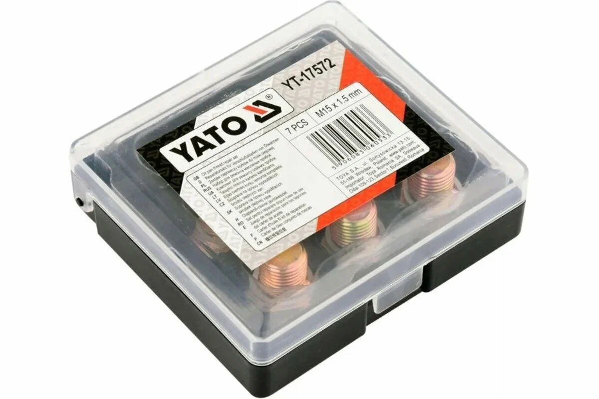 Изображение Набор для ремонта масляных пробок YATO М15х1.5 7пр Набор для ремонта масляных пробок YATO М15х1.5 7пр
