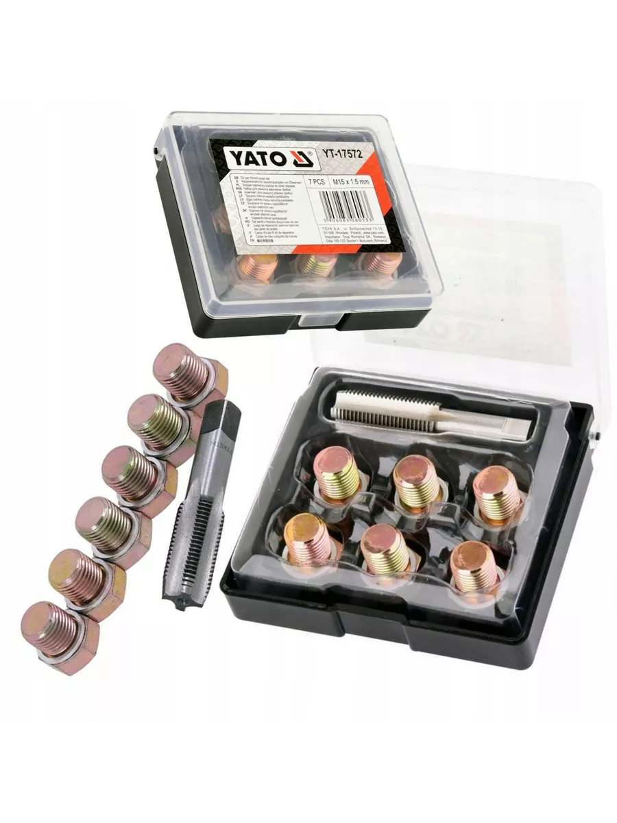 Набор для ремонта масляных пробок YATO М15х1.5 7пр