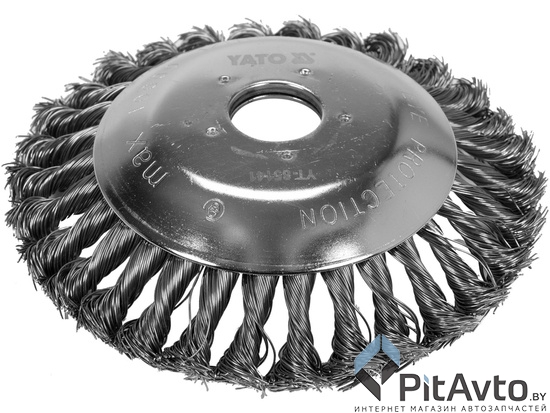 Щетка стальная круглая проволочная для кос и триммеров YATO 150 х 25.4мм
