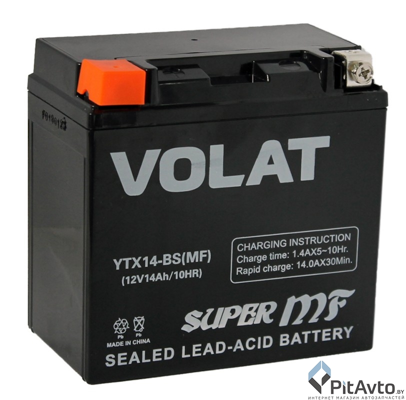 Аккумулятор VOLAT AGM moto 14Ah 200A L+ / YTX14-BS MF